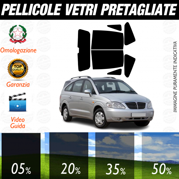 Ssangyong Rodius dal 2004 al 2013 Pellicole Oscuramento Vetri Auto Pre Tagliate a Misura