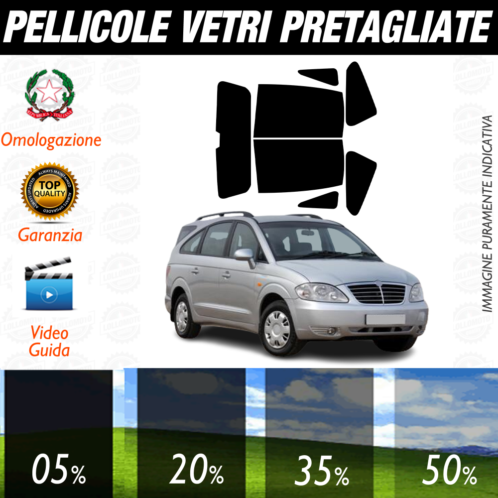 Ssangyong Rodius dal 2004 al 2013 Pellicole Oscuramento Vetri Auto Pre Tagliate a Misura