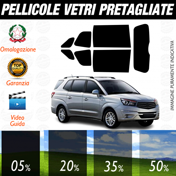 Ssangyong Rodius dal 2013 a Oggi Pellicole Oscuramento Vetri Auto Pre Tagliate a Misura