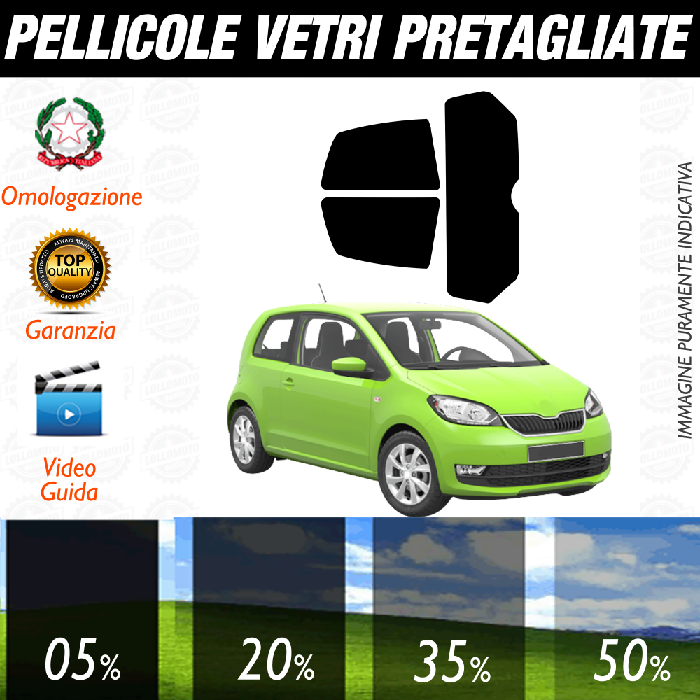 Skoda Citigo 3P dal 2012 a Oggi Pellicole Oscuramento Vetri Auto Pre Tagliate a Misura