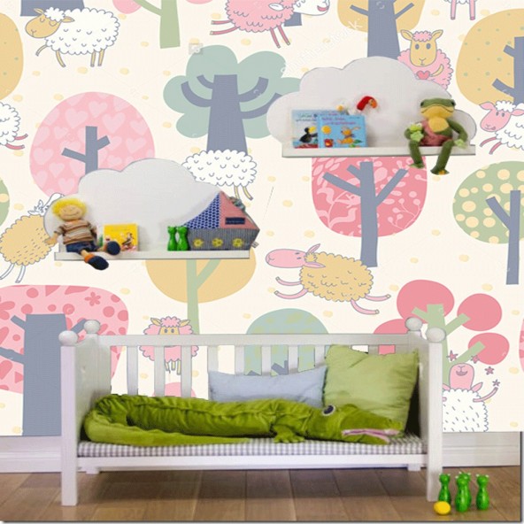 Carta da Parati Camera Bambini Pecore Interior Design