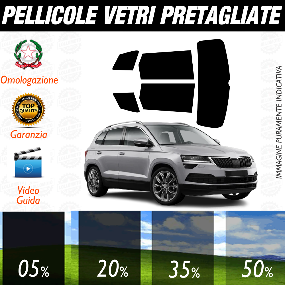 Skoda Karoq dal 2018 a Oggi Pellicole Oscuramento Vetri Auto Pre Tagliate a Misura