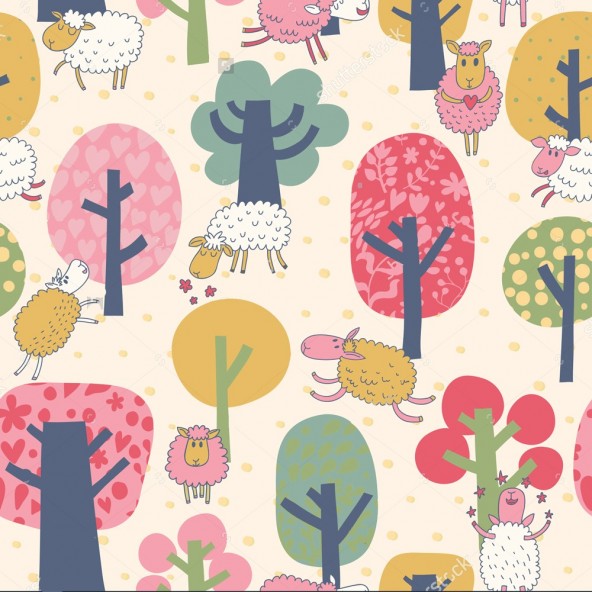 Carta da Parati Camera Bambini Pecore Interior Design