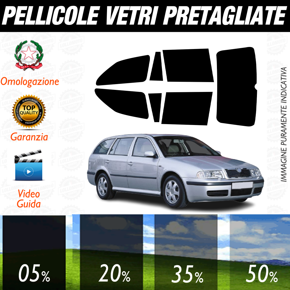 Skoda Octavia Sw dal 2004 al 2008 Pellicole Oscuramento Vetri Auto Pre Tagliate a Misura