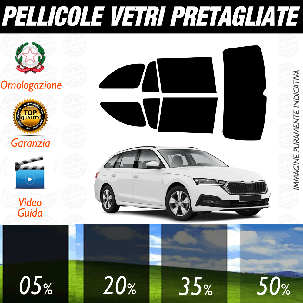 Skoda Octavia Sw dal 2020 a Oggi Pellicole Oscuramento Vetri Auto Pre Tagliate a Misura