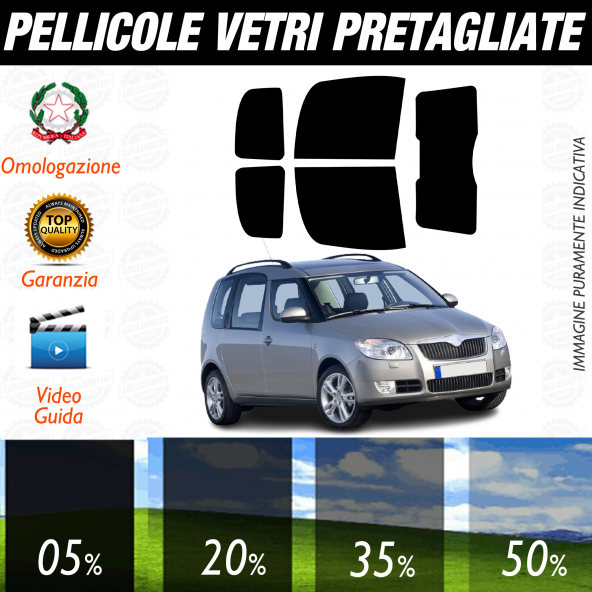 Skoda Roomster dal 2006 al 2016 Pellicole Oscuramento Vetri Auto Pre Tagliate a Misura