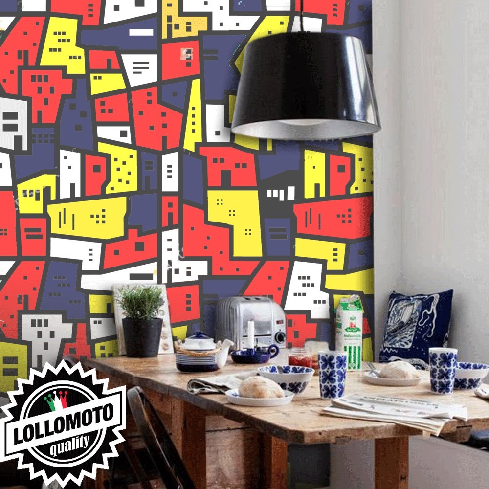 Carta da Parati Case Multicolori Interior Design Arredamento