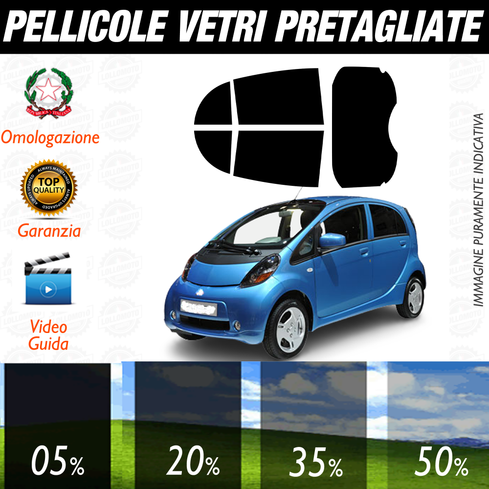 Mitsubishi I-miev 5P dal 2009 al 2016 Pellicole Oscuramento Vetri Auto Pre Tagliate a Misura