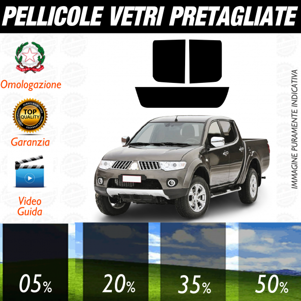 Mitsubishi L200 dal dal 2005 al 2017 Pellicole Oscuramento Vetri Auto Pre Tagliate a Misura