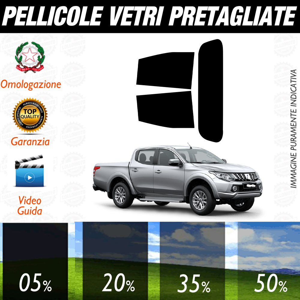 Mitsubishi L200 dal 2018 a Oggi Pellicole Oscuramento Vetri Auto Pre Tagliate a Misura