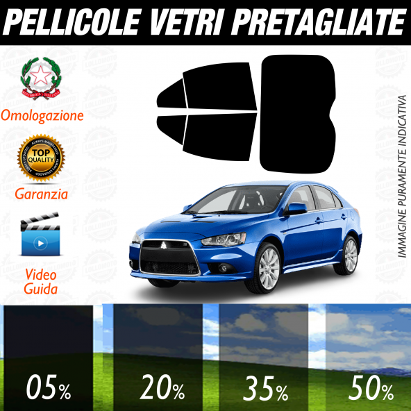 Mitsubishi Lancer 5P dal 2009 al 2016 Pellicole Oscuramento Vetri Auto Pre Tagliate a Misura
