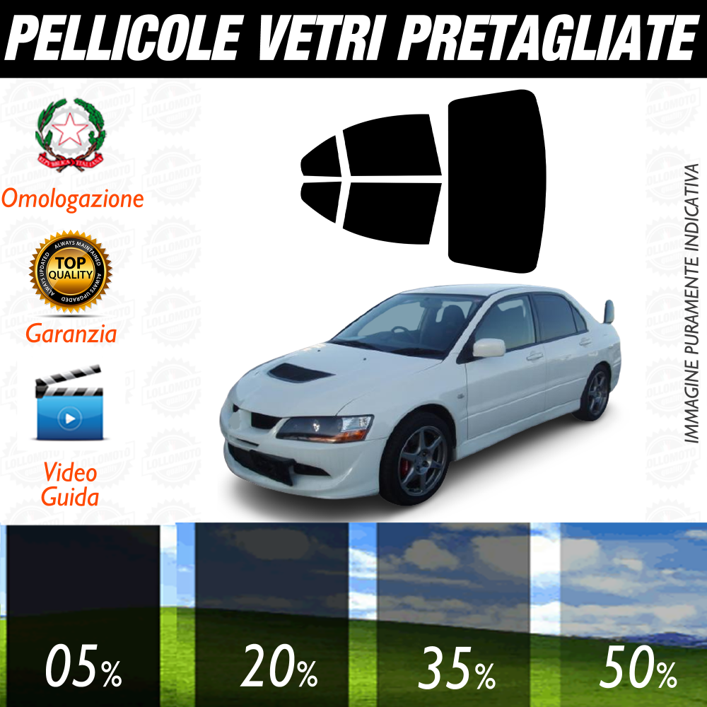 Mitsubishi Lancer Berlina dal 2005 al 2008 Pellicole Oscuramento Vetri Auto Pre Tagliate a Misura