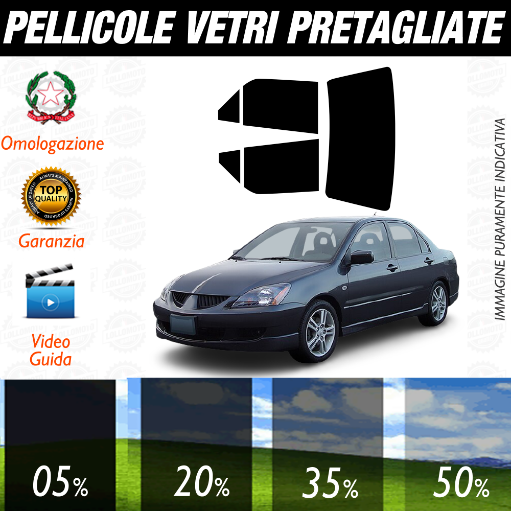 Mitsubishi Lancer Berlina dal 2003 al 2007 Pellicole Oscuramento Vetri Auto Pre Tagliate a Misura