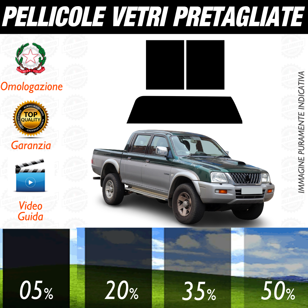Mitsubishi L200 dal 1995 al 2005 Pellicole Oscuramento Vetri Auto Pre Tagliate a Misura