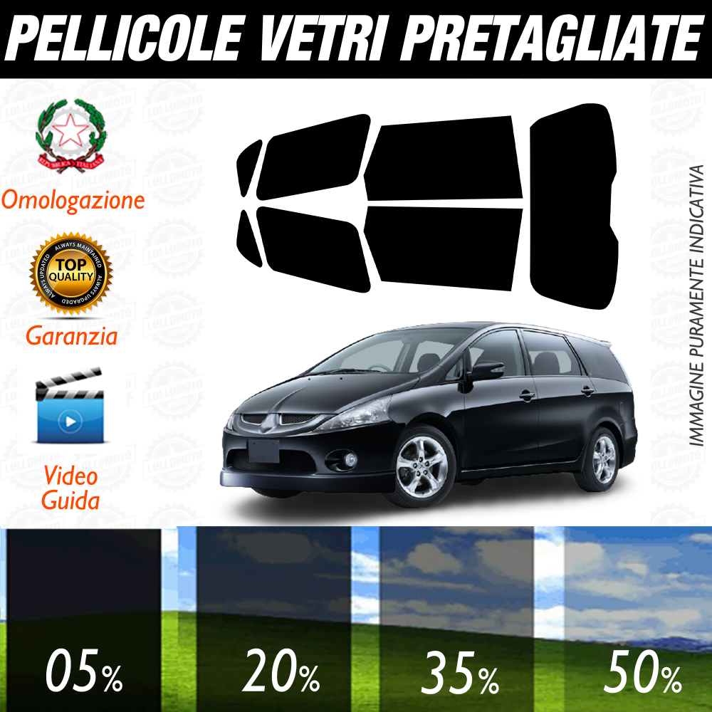 Mitsubishi Grandis dal 2004 al 2011 Pellicole Oscuramento Vetri Auto Pre Tagliate a Misura