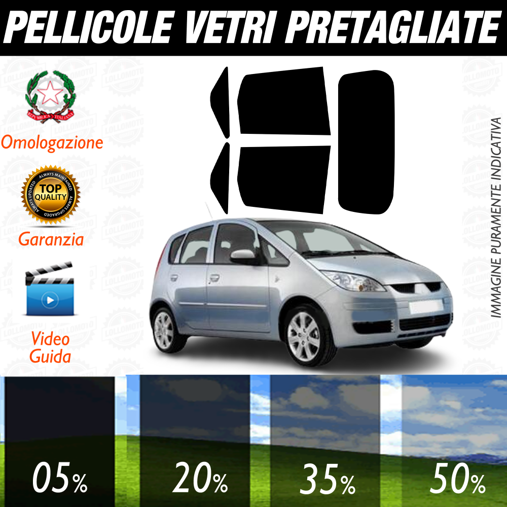 Mitsubishi Colt 5P dal 2004 al 2008 Pellicole Oscuramento Vetri Auto Pre Tagliate a Misura