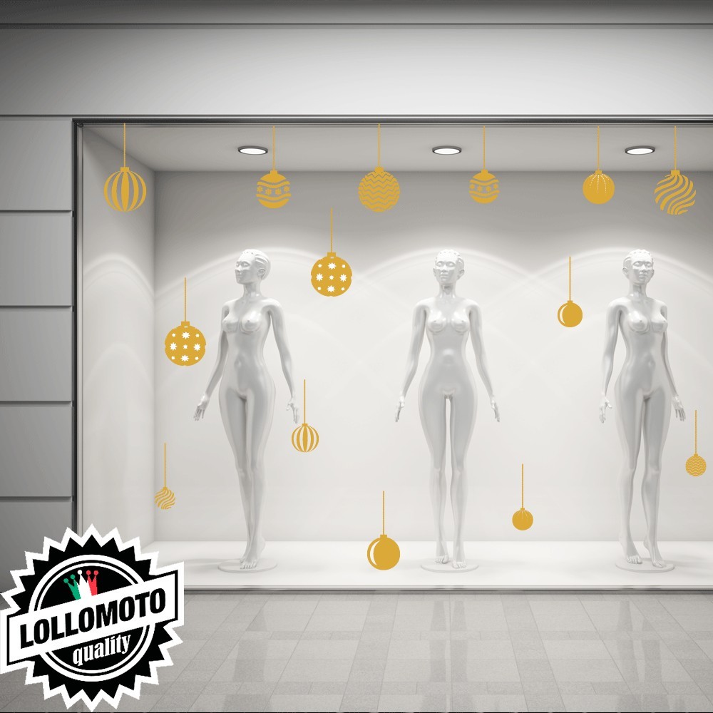 Kit 14 pz Adesivi Palle di Natale Con Cordina Allestimento