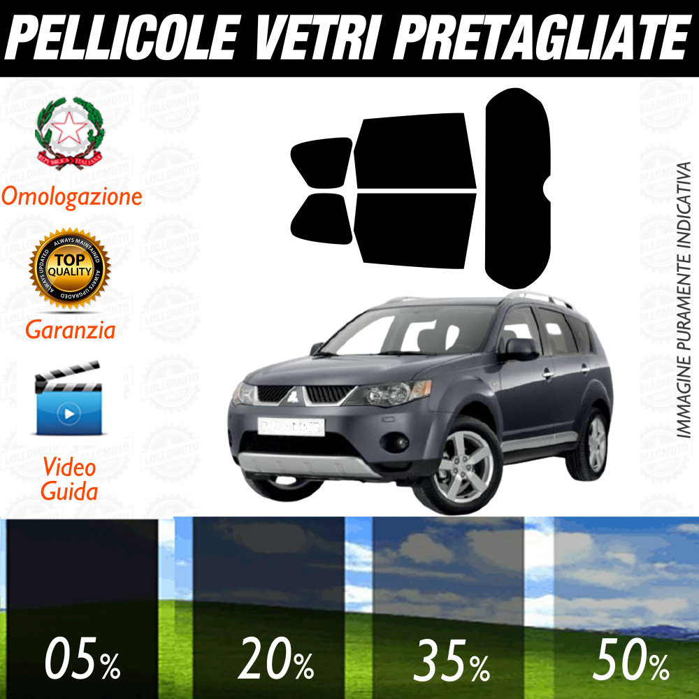 Mitsubishi Outlander dal 2007 al 2011 Pellicole Oscuramento Vetri Auto Pre Tagliate a Misura