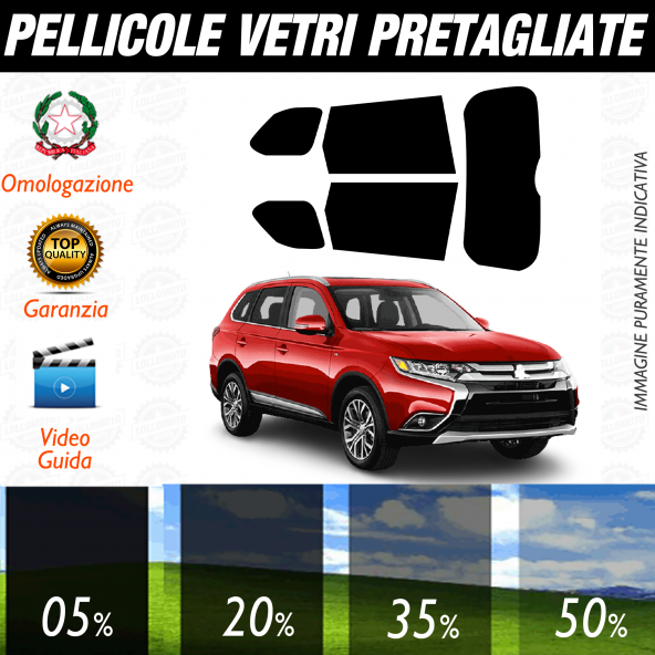 Pellicola Per Vetri Oscuranti Mitsubishi Pajero 5 Porte (2000-2006) Kit Su Misura Per Vetri Posteriori E Lunotto – Tonalità 50% Fumo Chiaro, Protezione UV E Privacy