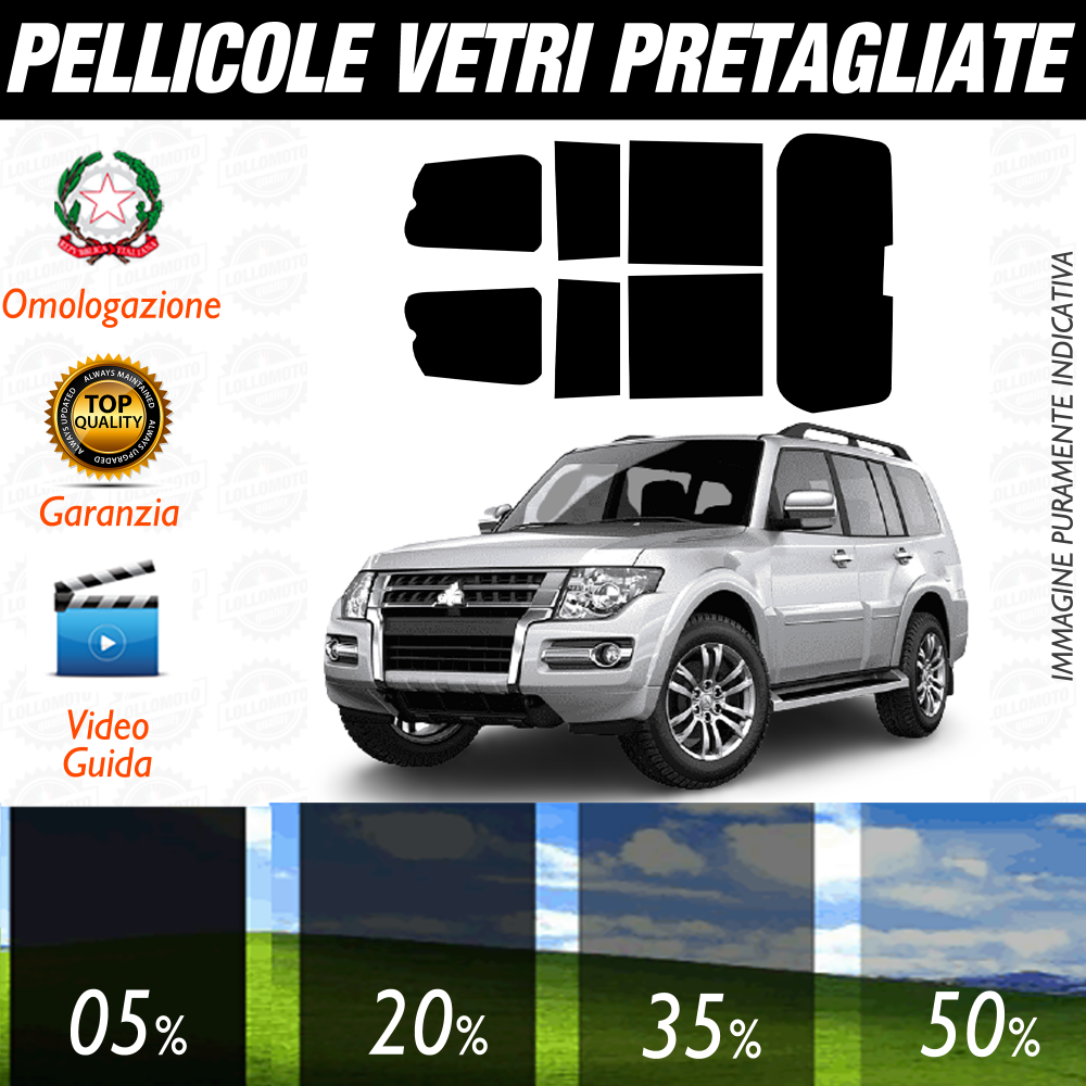 Mitsubishi Pajero 5P dal 2006 al 2019 Pellicole Oscuramento Vetri Auto Pre Tagliate a Misura