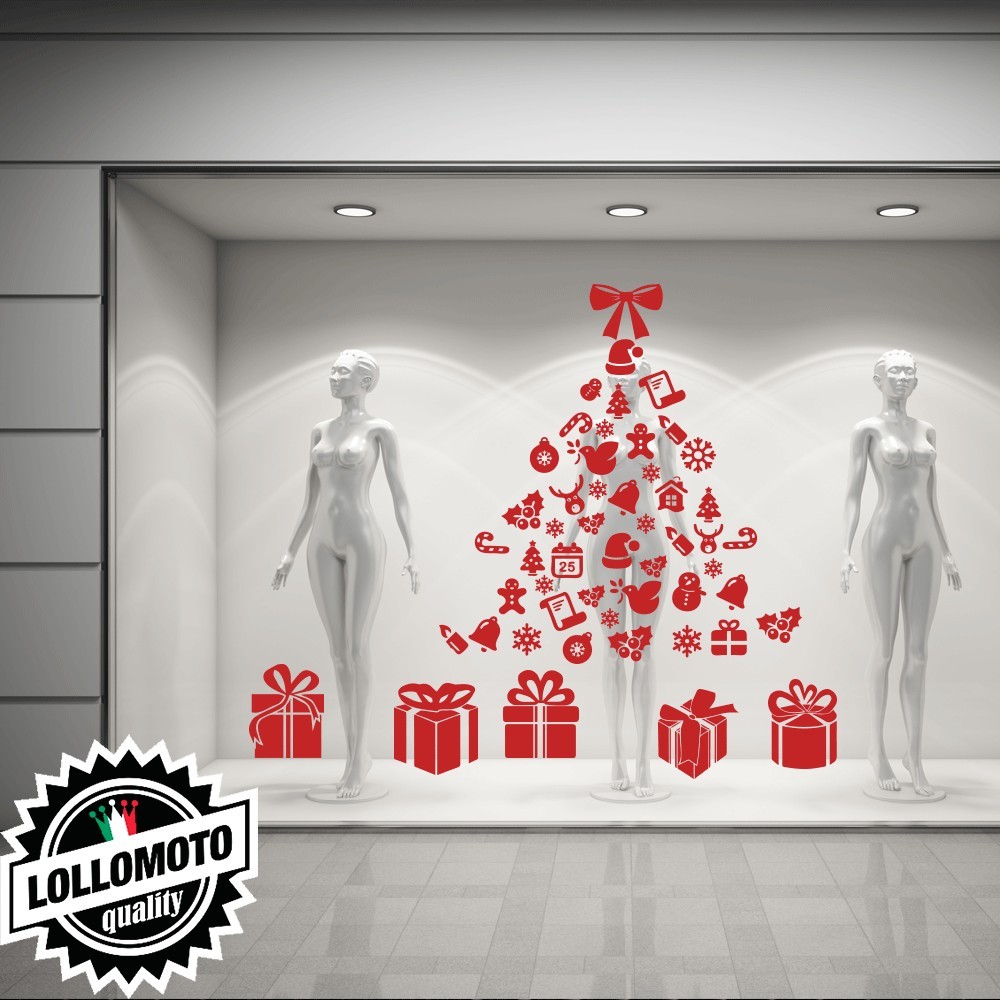 Kit Adesivi Albero Natale e Pacchi Regalo Vector Allestimento
