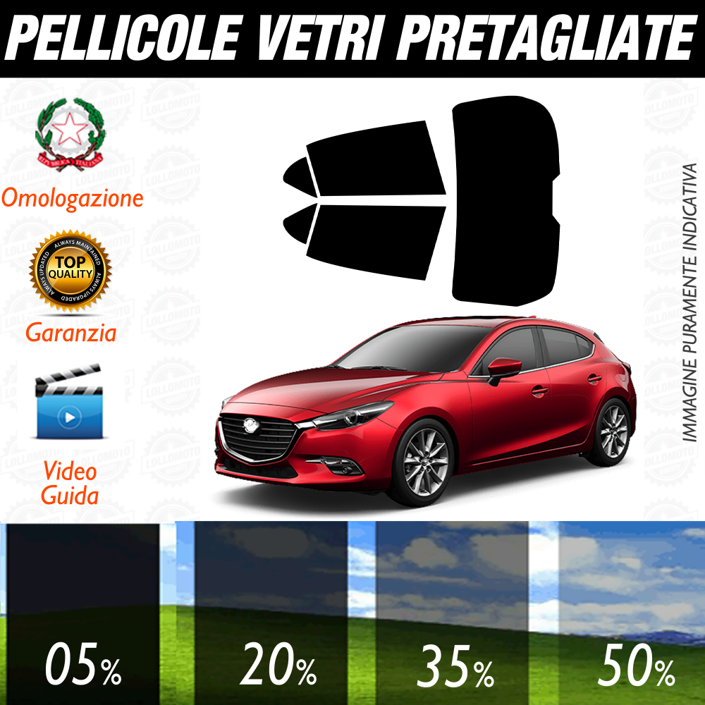 Mazda 3 dal 2019 a Oggi Pellicole Oscuramento Vetri Auto Pre Tagliate a Misura