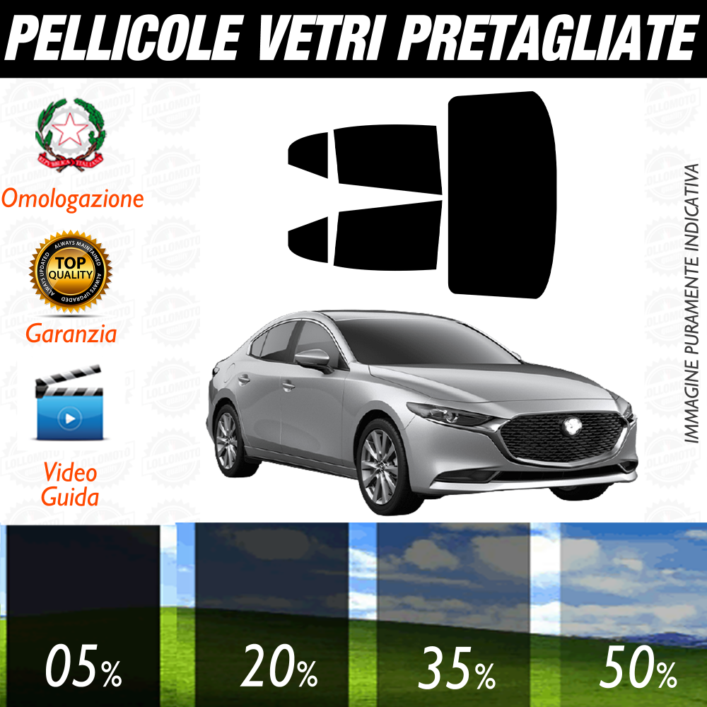 Mazda 3 Berlina dal 2019 a Oggi Pellicole Oscuramento Vetri Auto Pre Tagliate a Misura