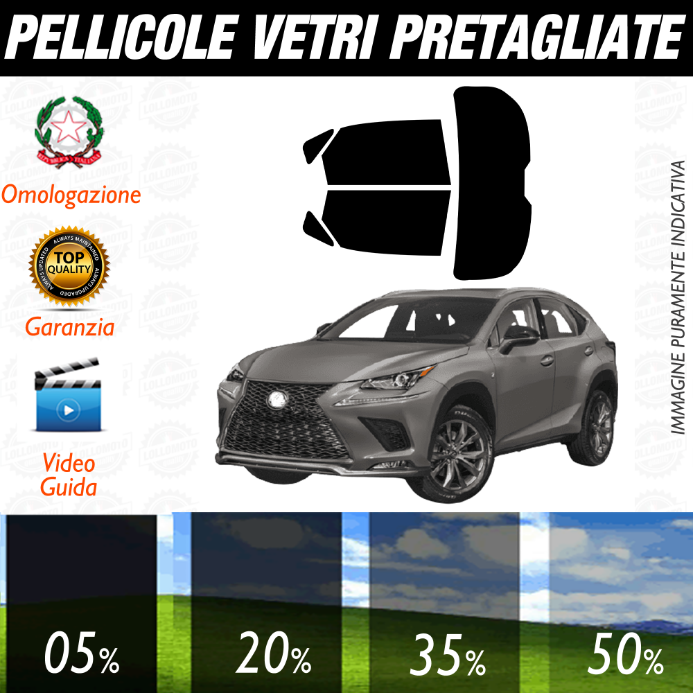 Lexus NX dal 2014 a Oggi Pellicole Oscuramento Vetri Auto Pre Tagliate a Misura