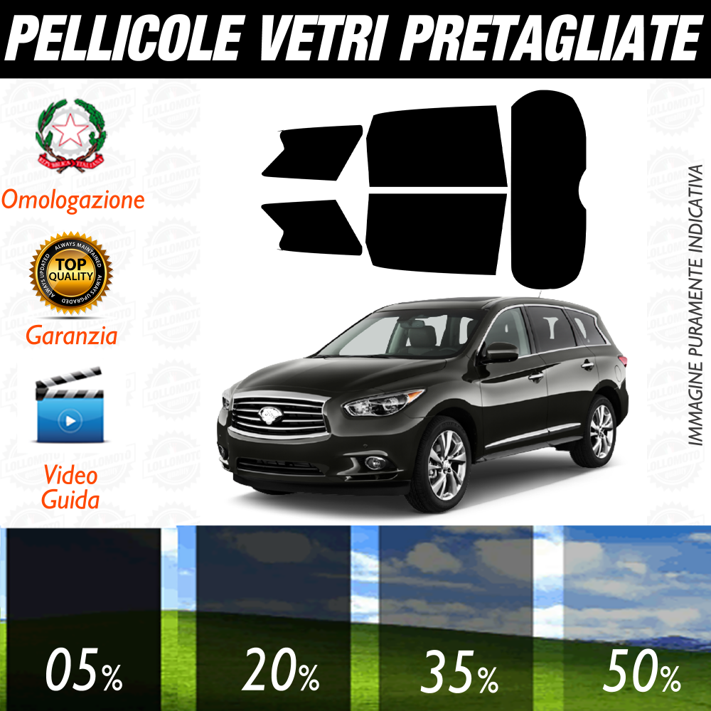 Infiniti JX35-QX60-QX60h 2013 a Oggi Pellicole Oscuramento Vetri Auto Pre Tagliate a Misura