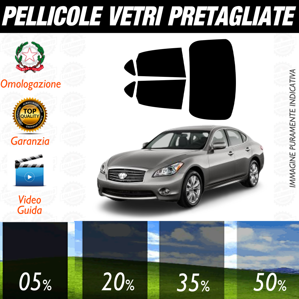 Infiniti M37-M56-M35h 2011 al 2013 Pellicole Oscuramento Vetri Auto Pre Tagliate a Misura