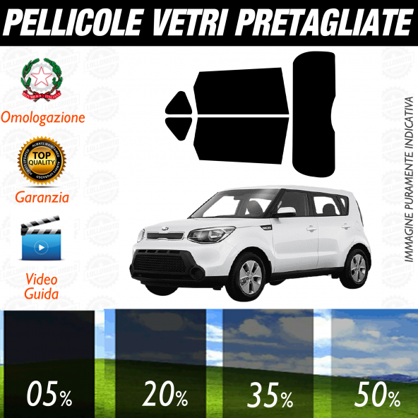 Kia Soul dal 2014 al 2019 Pellicole Oscuramento Vetri Auto Pre Tagliate a Misura