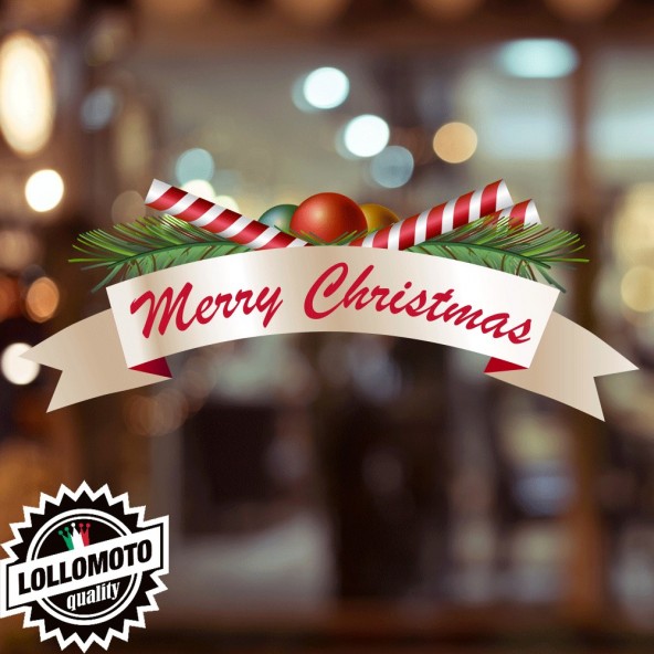 1x Adesivo Merry Christmas Allestimento Vetrine Buone Feste