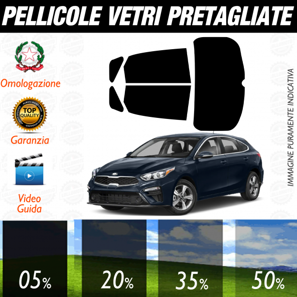 Kia Forte 5P dal 2020 a Oggi Pellicole Oscuramento Vetri Auto Pre Tagliate a Misura