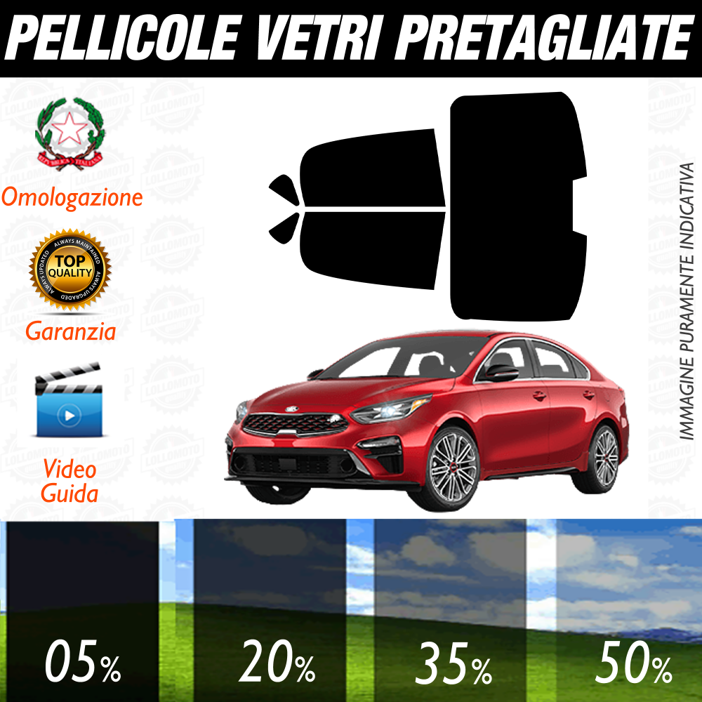 Kia Forte Berlina dal 2019 a Oggi Pellicole Oscuramento Vetri Auto Pre Tagliate a Misura