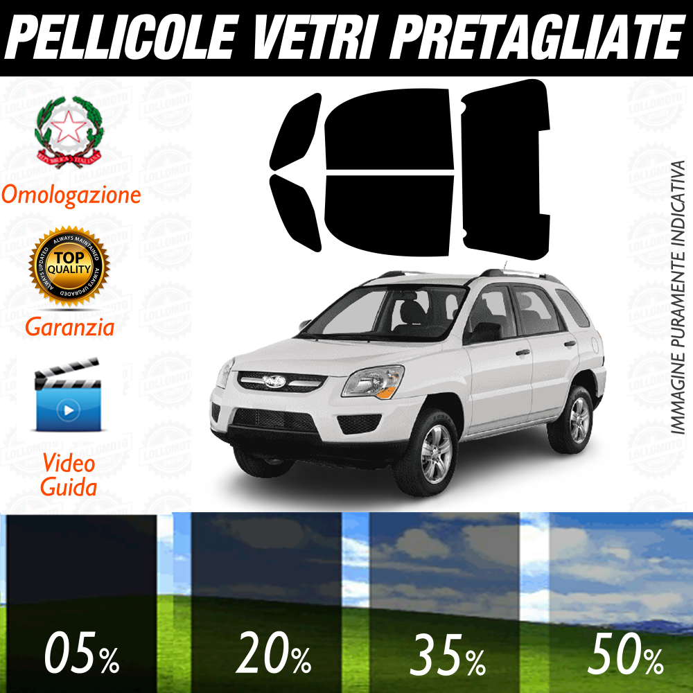 Kia Sportage dal 2003 al 2010 Pellicole Oscuramento Vetri Auto Pre Tagliate a Misura