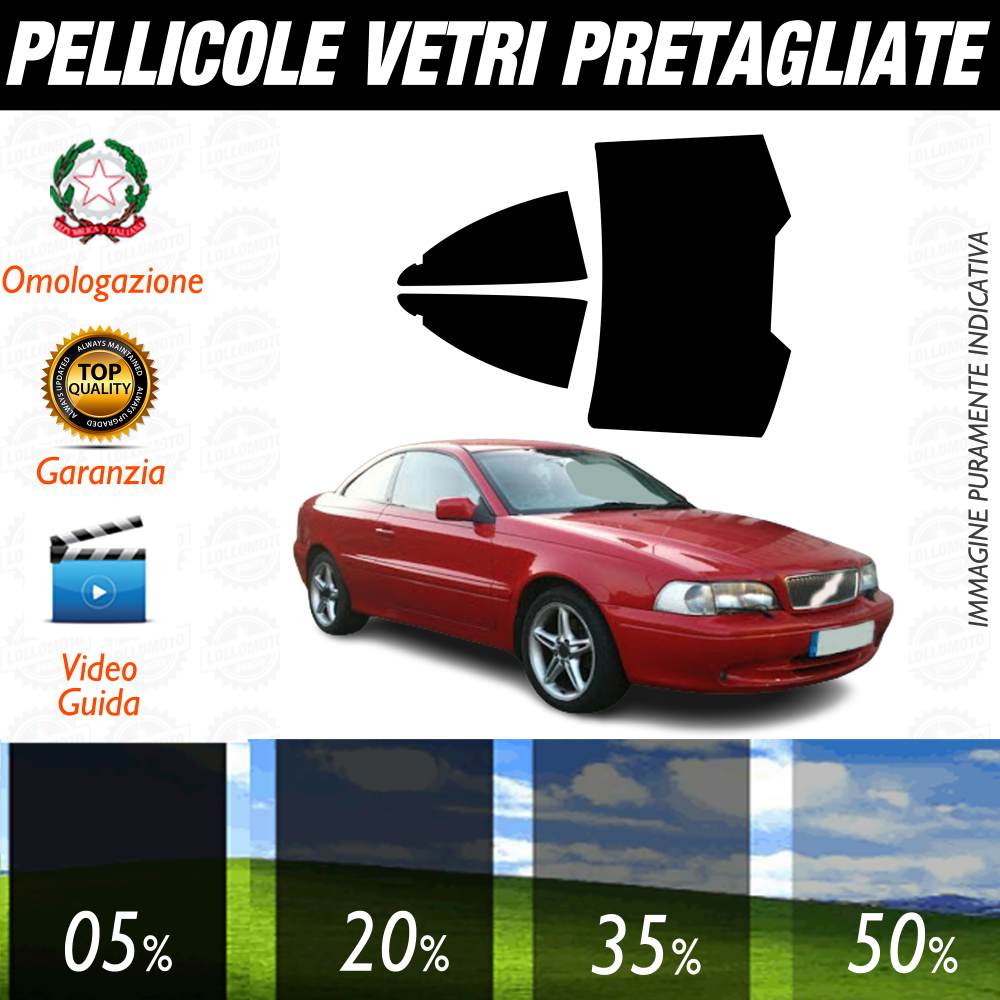 Volvo C70 Coupe dal 1997 al 2002 Pellicole Oscuramento Vetri Auto Pre Tagliate a Misura