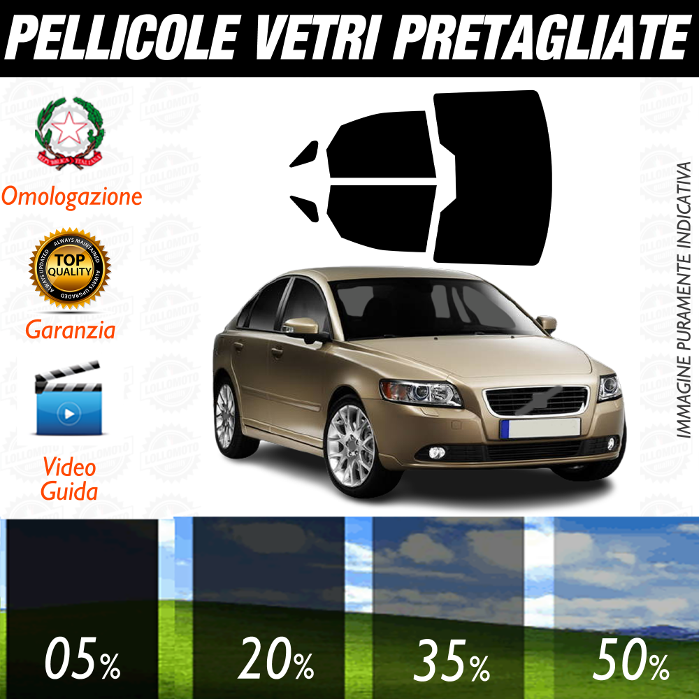 Volvo S40 Berlina dal 2004 al 2011 Pellicole Oscuramento Vetri Auto Pre Tagliate a Misura
