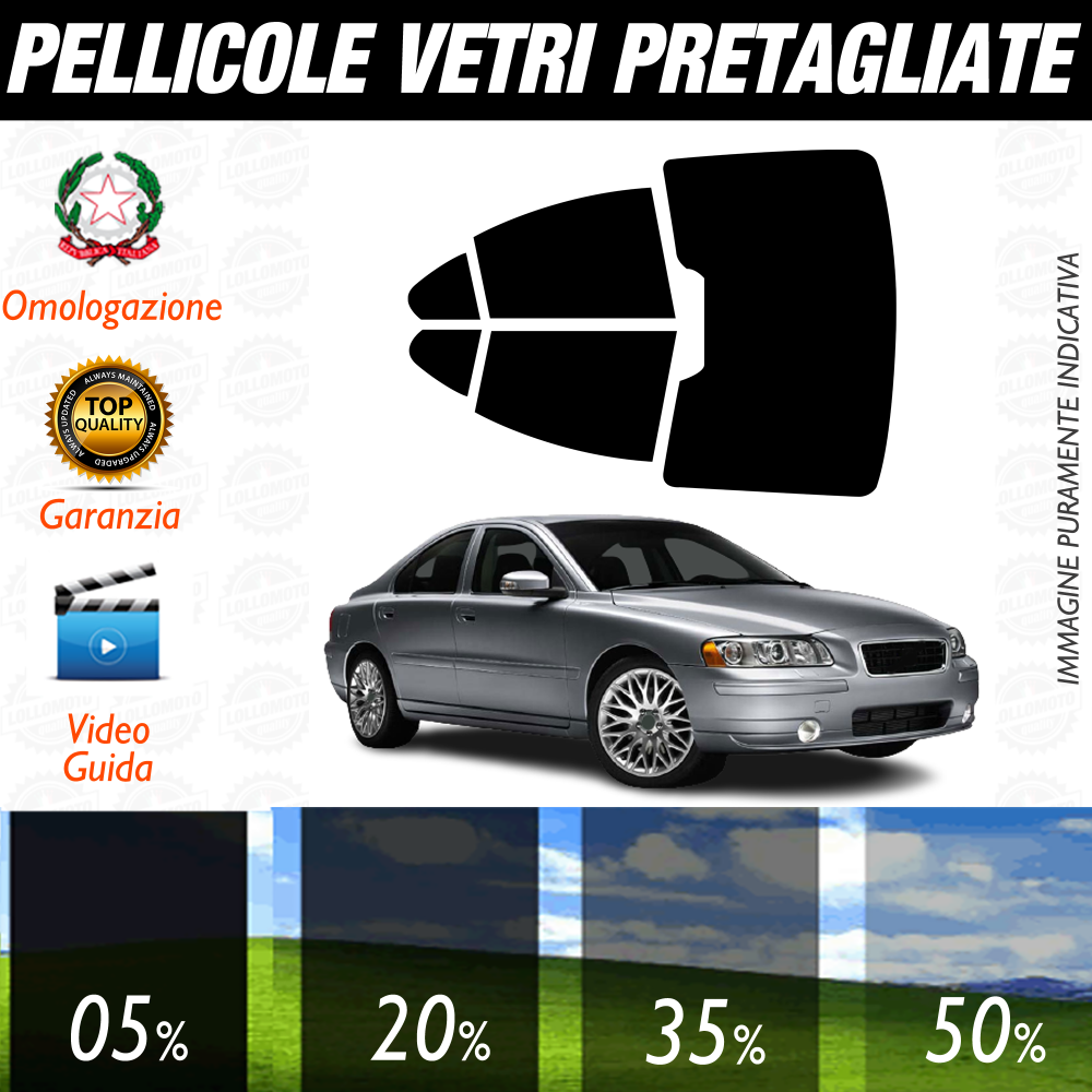 Volvo S60 Berlina dal 2001 al 2010 Pellicole Oscuramento Vetri Auto Pre Tagliate a Misura