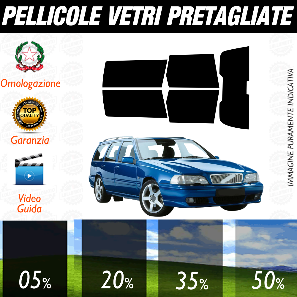 Volvo V70 Sw dal 1998 al 2000 Pellicole Oscuramento Vetri Auto Pre Tagliate a Misura