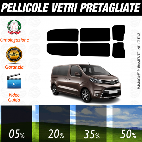 Toyota Proace dal 2016 a Oggi Pellicole Oscuramento Vetri Auto Pre Tagliate a Misura
