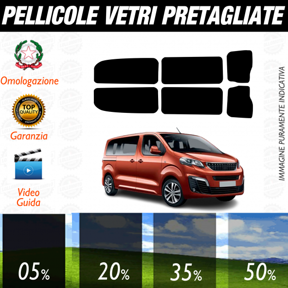 Peugeot Expert dal 2016 a Oggi Pellicole Oscuramento Vetri Auto Pre Tagliate a Misura