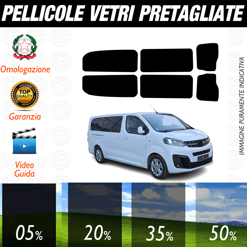 Opel Zafira Life dal 2019 a Oggi Pellicole Oscuramento Vetri Auto Pre Tagliate a Misura