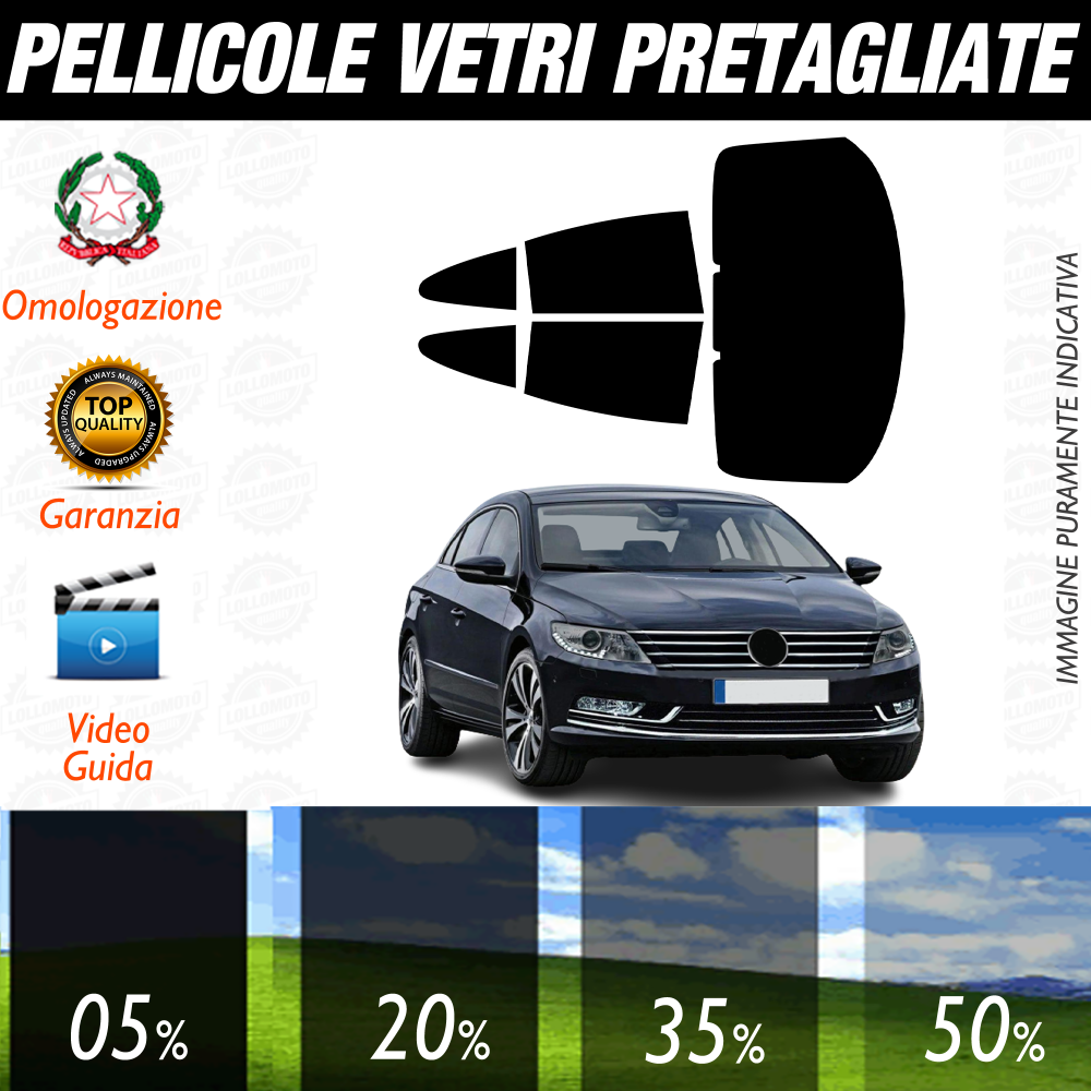 Volkswagen Passat CC dal 2008 al 2010 Pellicole Oscuramento Vetri Auto Pre Tagliate a Misura