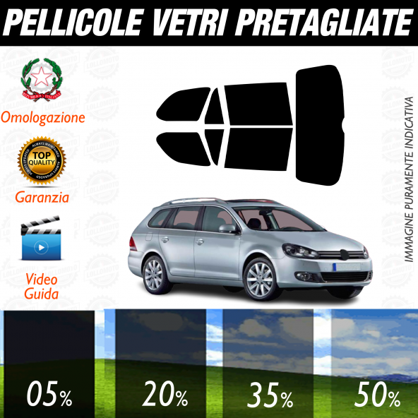 Volkswagen Golf 6 Variant dal 2010 al 2013 Pellicole Oscuramento Vetri Auto Pre Tagliate a Misura