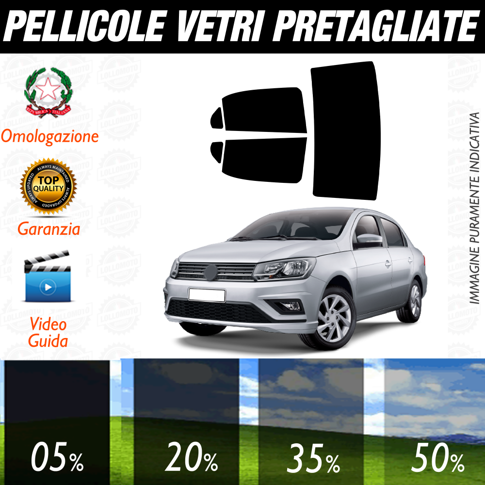 Volkswagen Voyage dal 2009 a Oggi Pellicole Oscuramento Vetri Auto Pre Tagliate a Misura