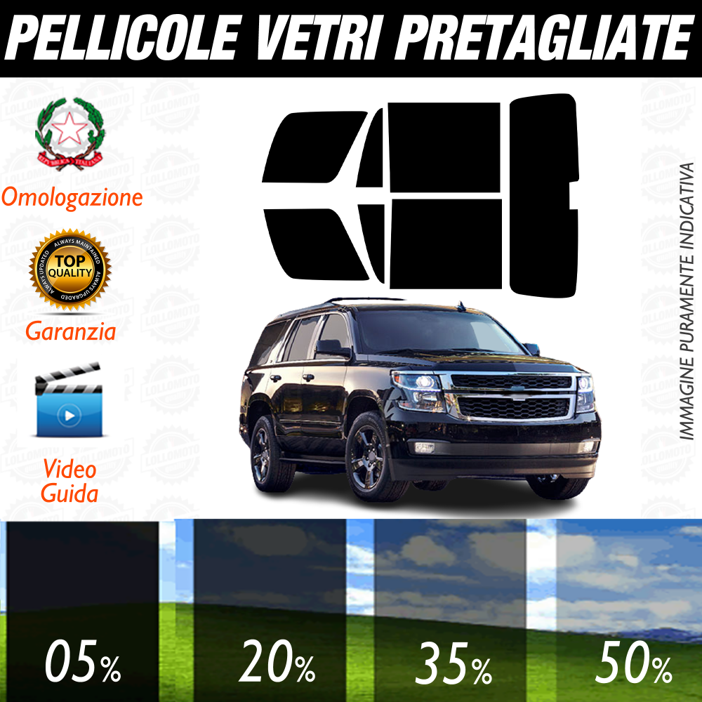 Chevrolet Tahoe 2015 al 2020 Pellicole Oscuramento Vetri Auto Pre Tagliate a Misura