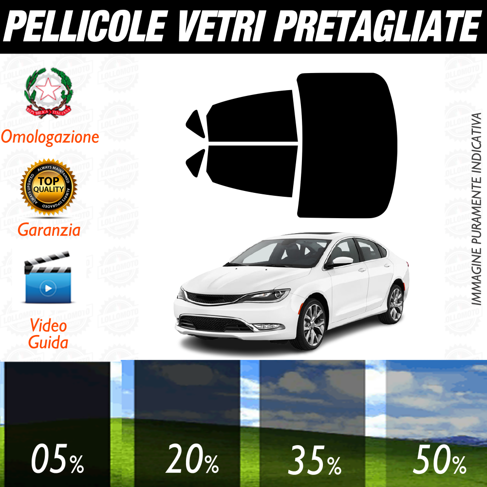 Chrysler 200 dal 2014 al 2018 Pellicole Oscuramento Vetri Auto Pre Tagliate a Misura