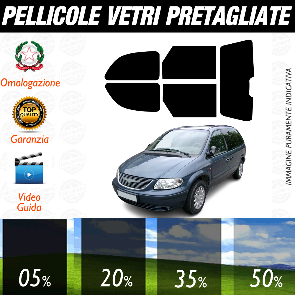 Chrysler Voyager dal 2001 al 2006 Pellicole Oscuramento Vetri Posteriori Auto Pre Tagliate a Misura