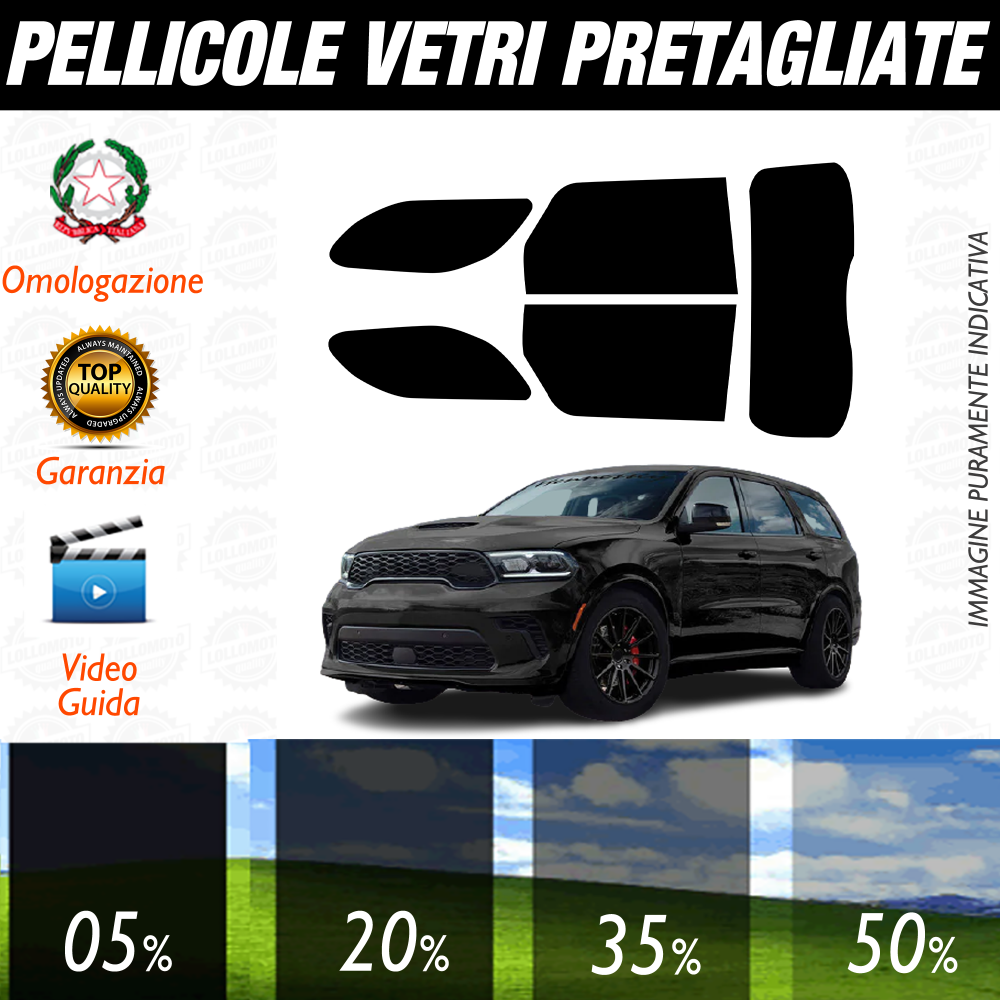 Dodge Durango dal 2011 a Oggi Pellicole Oscuramento Vetri Auto Pre Tagliate a Misura