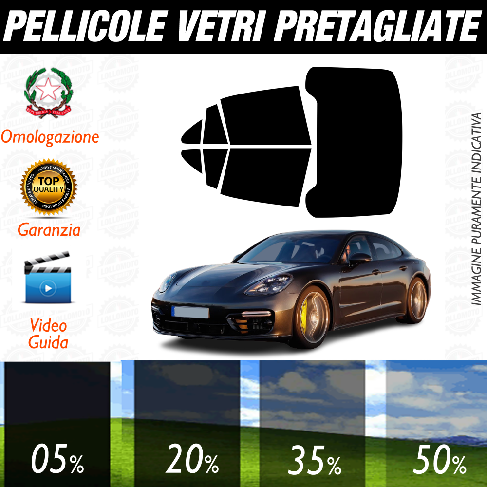 Porsche Panamera dal 2017 a Oggi Pellicole Oscuramento Vetri Auto Pre Tagliate a Misura